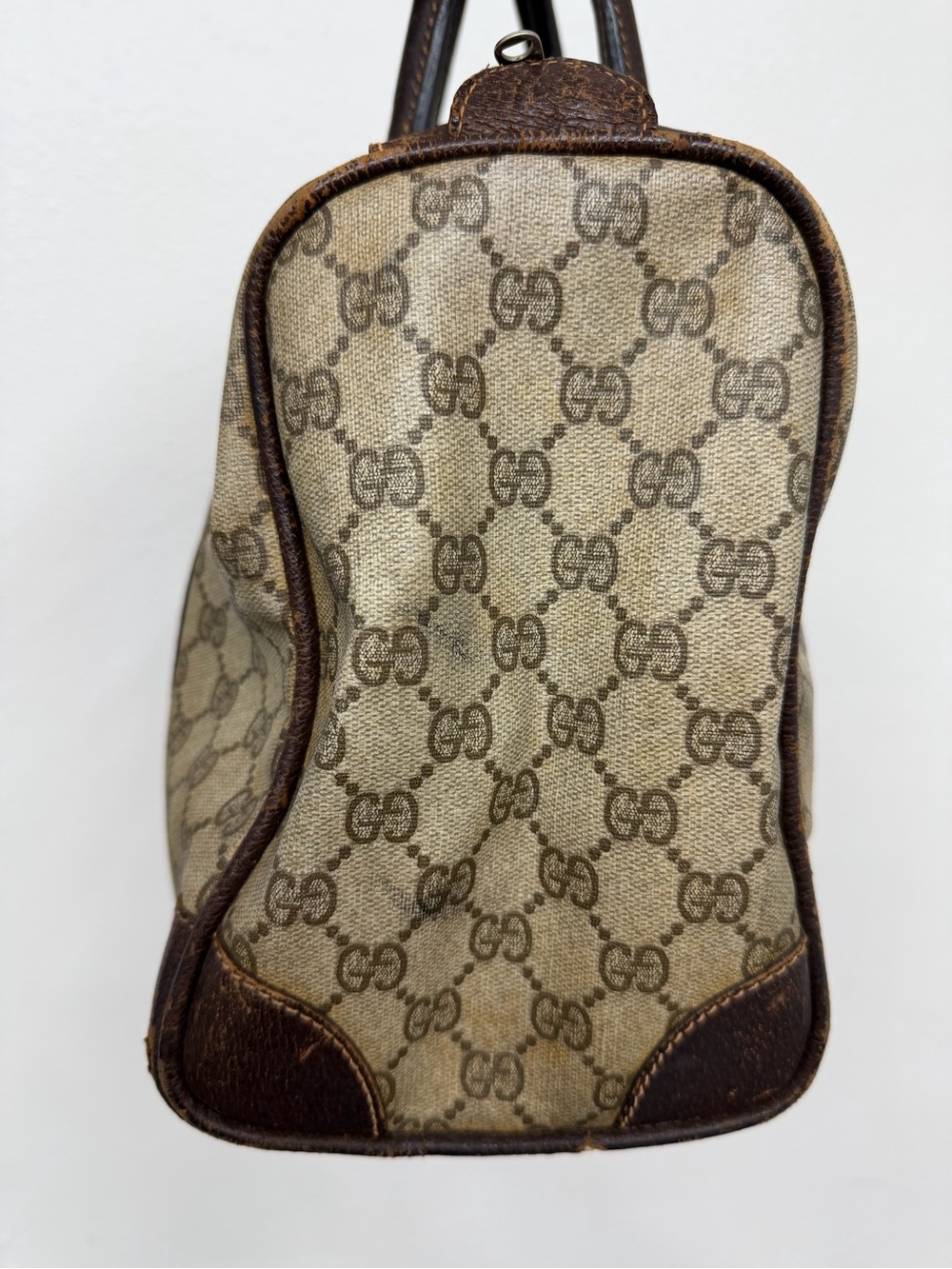 Vintage Gucci GG Monogram Boston Bag Brown Canvas & Leather - Picture 7 of 13